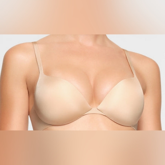 💕NWT SKIMS Ultimate Padded Plunge Pushup Push Up Teardrop bra Nude SAND 44D - Picture 1 of 14